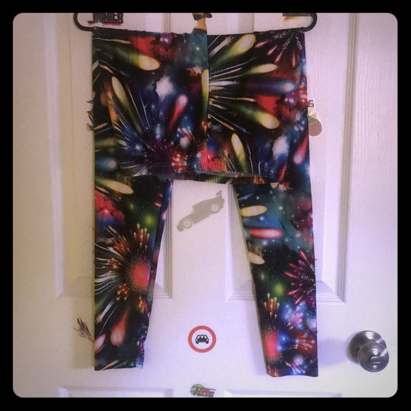 EL STYLE FIREWORK DESIGN LEGGINGS ONESIZE - Picture 1 of 4